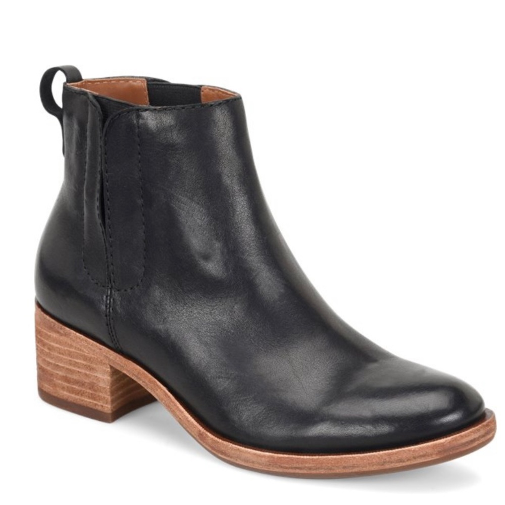 KORK-EASE Mindo Black Leather Ankle Chelsea Boot Heeled Minimalist